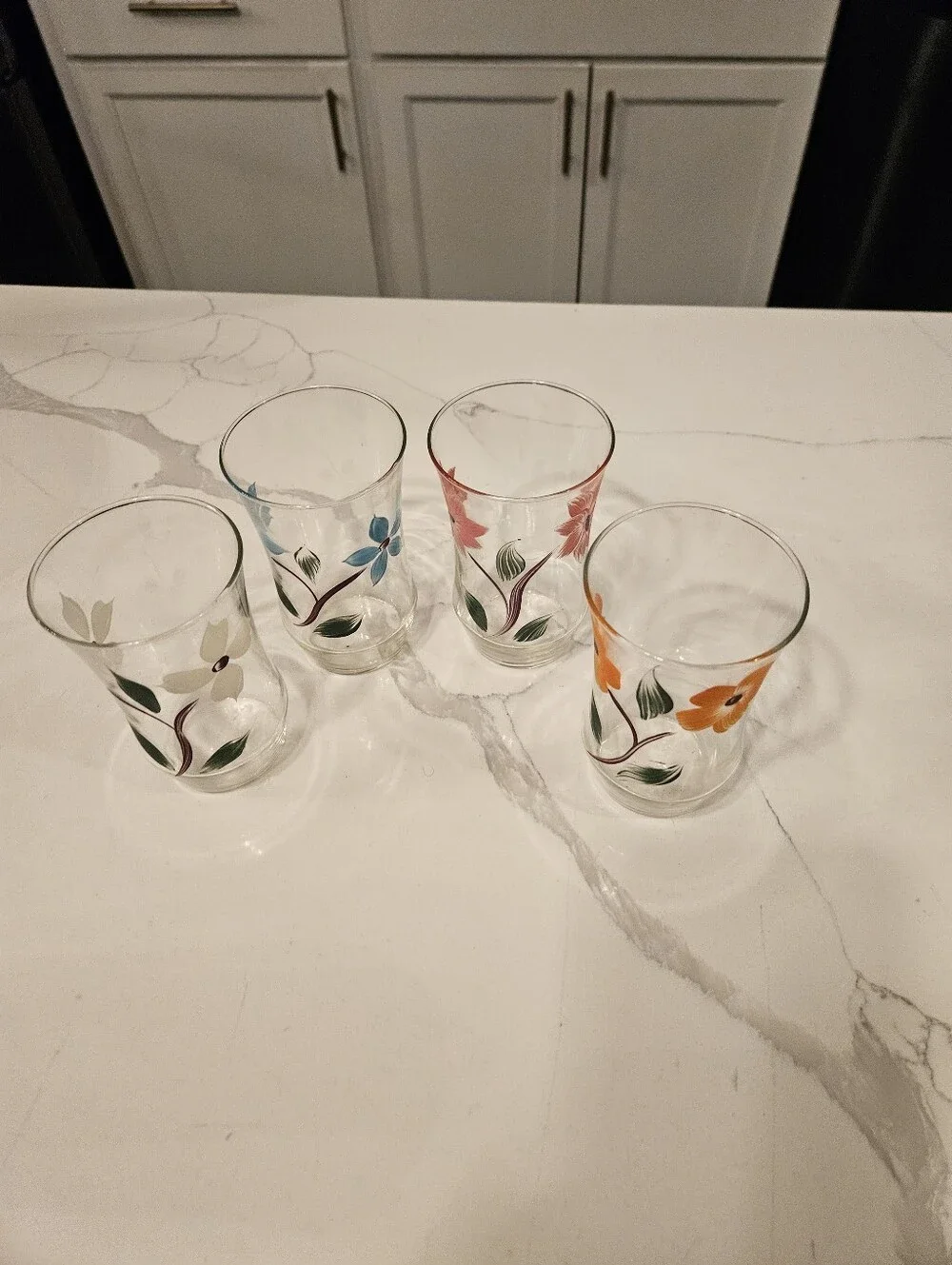 Floral Painted Glass Tumbler Set - Multicolor Set of 4